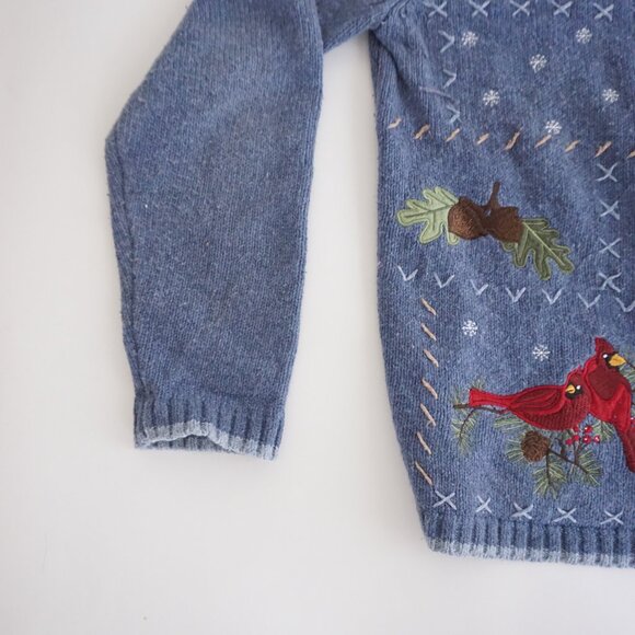 Vintage Croft & Barrow Bird Embroidered Zip Cardigan Grandmacore Cottagecore S - Picture 7 of 10